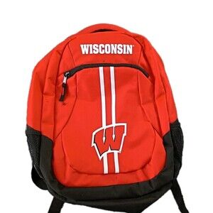 University of  Wisconsin-Madison Football Backpack Red Black Padded Straps
